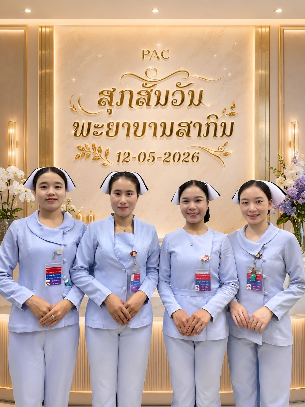 Dokkham et ses collègues infirmières à la clinique