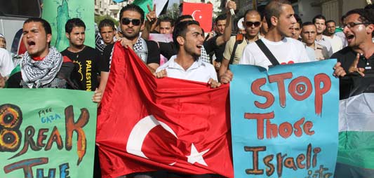 Palestinian youth organize mock funeral for flotilla martyrs