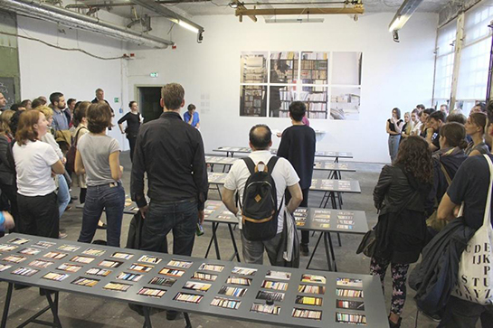 //Opening of "When the Library was Stolen." Photo by Stefan Vorbeck. (Courtesy Fehras Publishing Practices)
