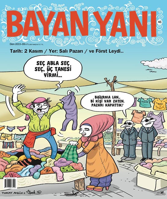 //Emine Erdogan, Turkey’s first lady, while shopping at a market that has been closed and kept open for her only.