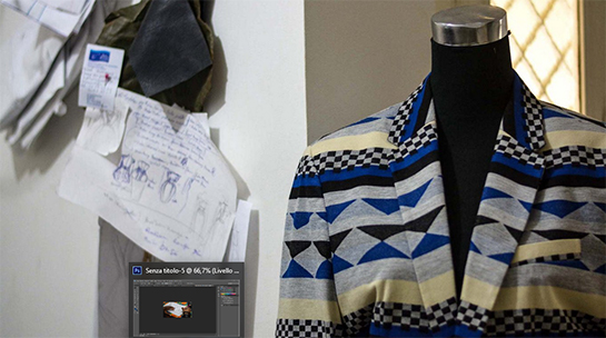 //Cléo préfère réaliser ses propres créations, mais il lui arrive également de retoucher des pièces qu’on lui apporte, comme cette veste. 