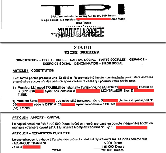 //Extraits des statuts de Tradepro International déposés au registre du commerce