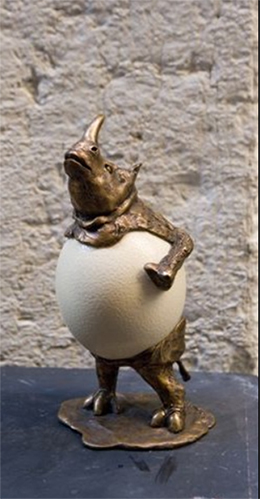 //Gigi Bon - Bronzo cera persa ed uovo struzzo