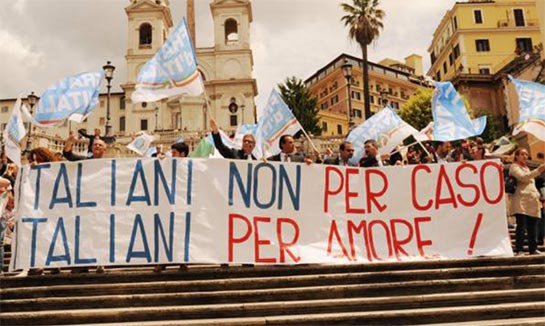 //Manifestazione contro lo ius soli organizzata dal partito Fratelli d’Italia. Roma, maggio 2013