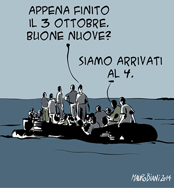 //La vignetta uscita su Il Manifesto il 3 ottobre disegnata da Mauro Biani.