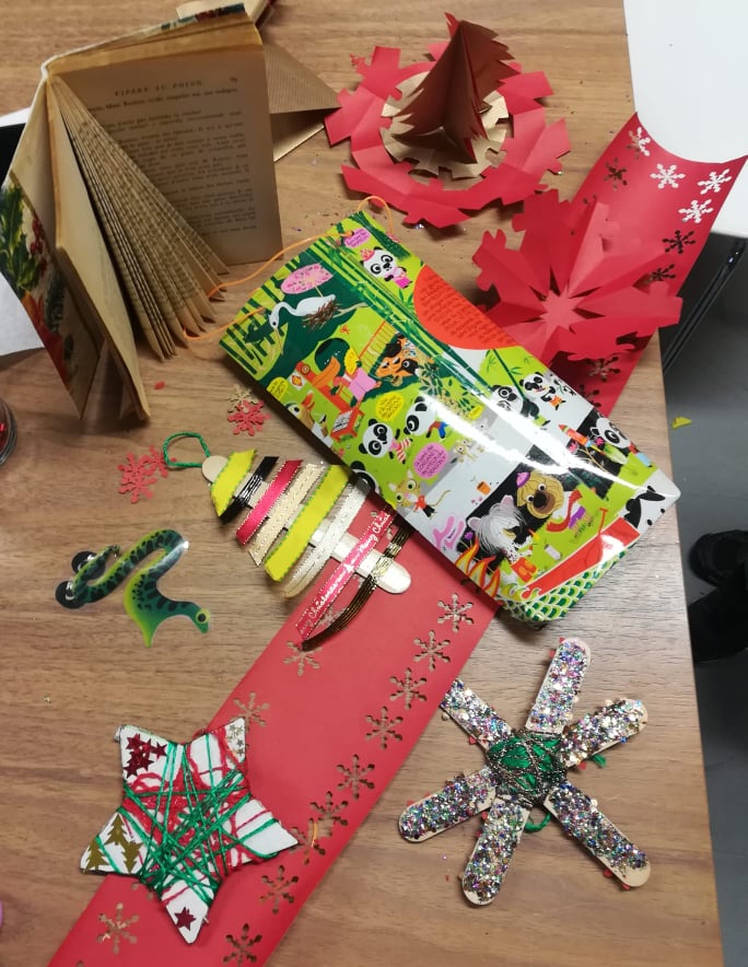 Créations de noël réemploi recyclerie au bonheur des bennes saint nazaire 44