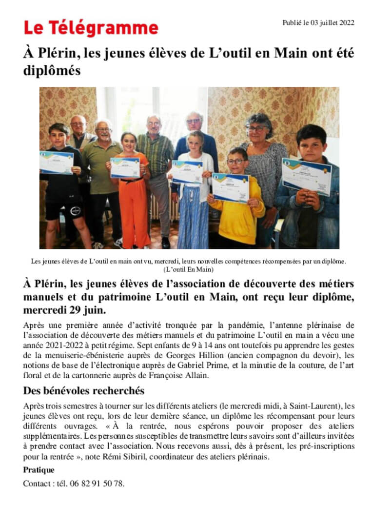 À Baden (56), le projet L'Outil en Main se concrétise - Ouest France | L'Outil en Main France