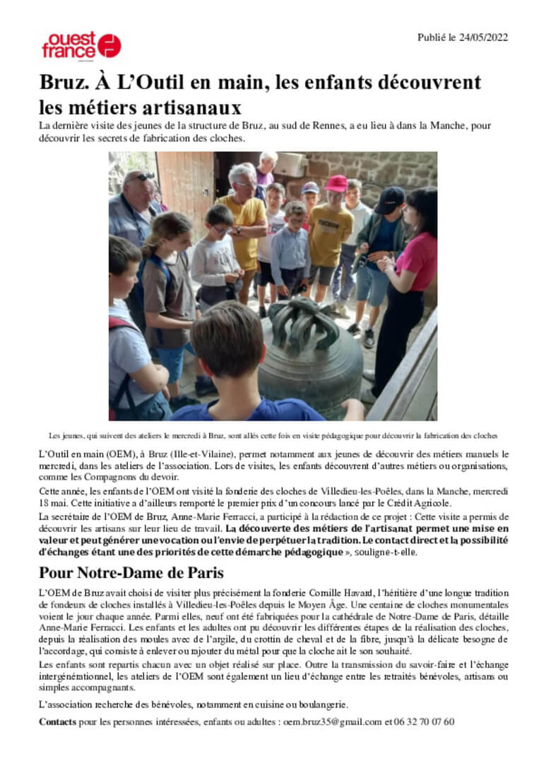 Bruz (35). À L’Outil en Main, les enfants découvrent les métiers artisanaux | L'Outil en Main France