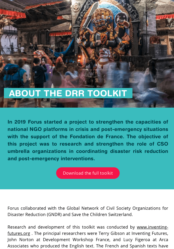 Disaster Risk Reduction (DRR) toolkit | Forus