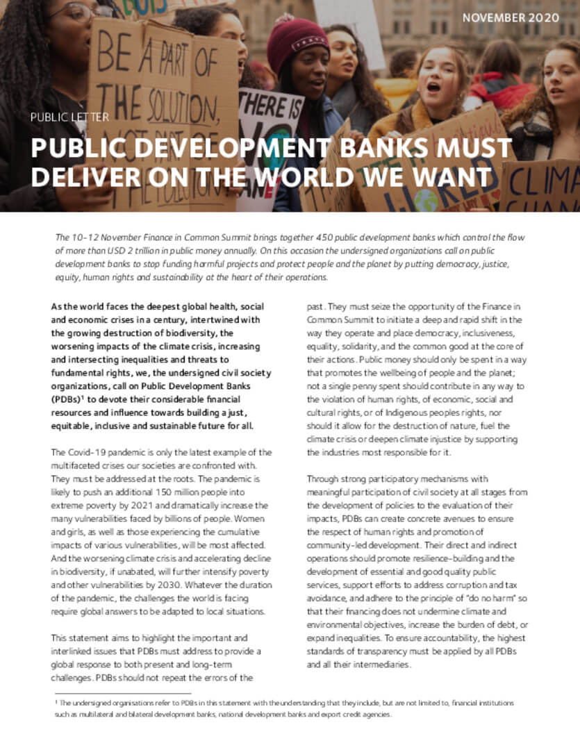 Finance in Common Joint CSO Statement | Forus