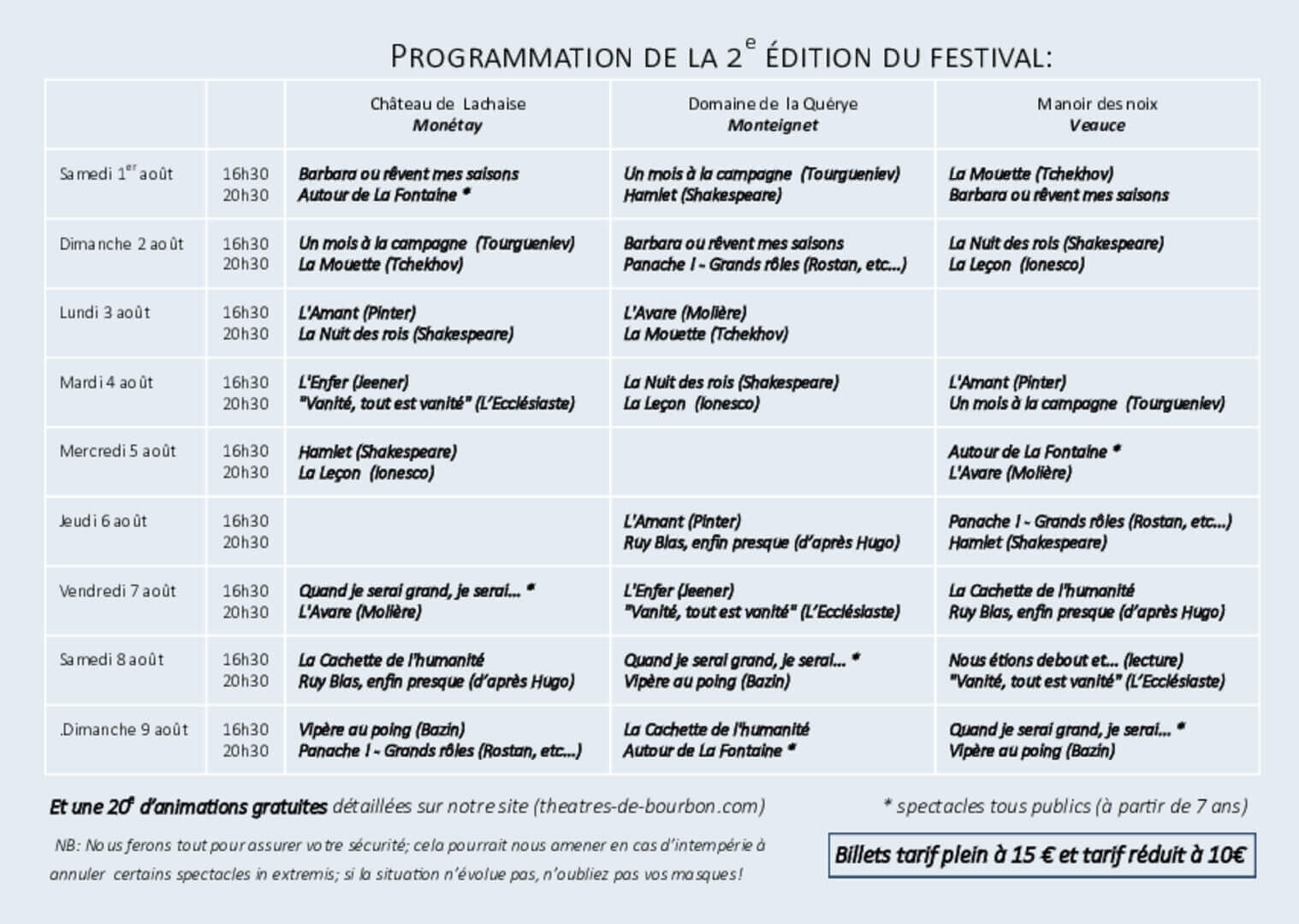Flyer 2020 - Verso | Théâtres de Bourbon