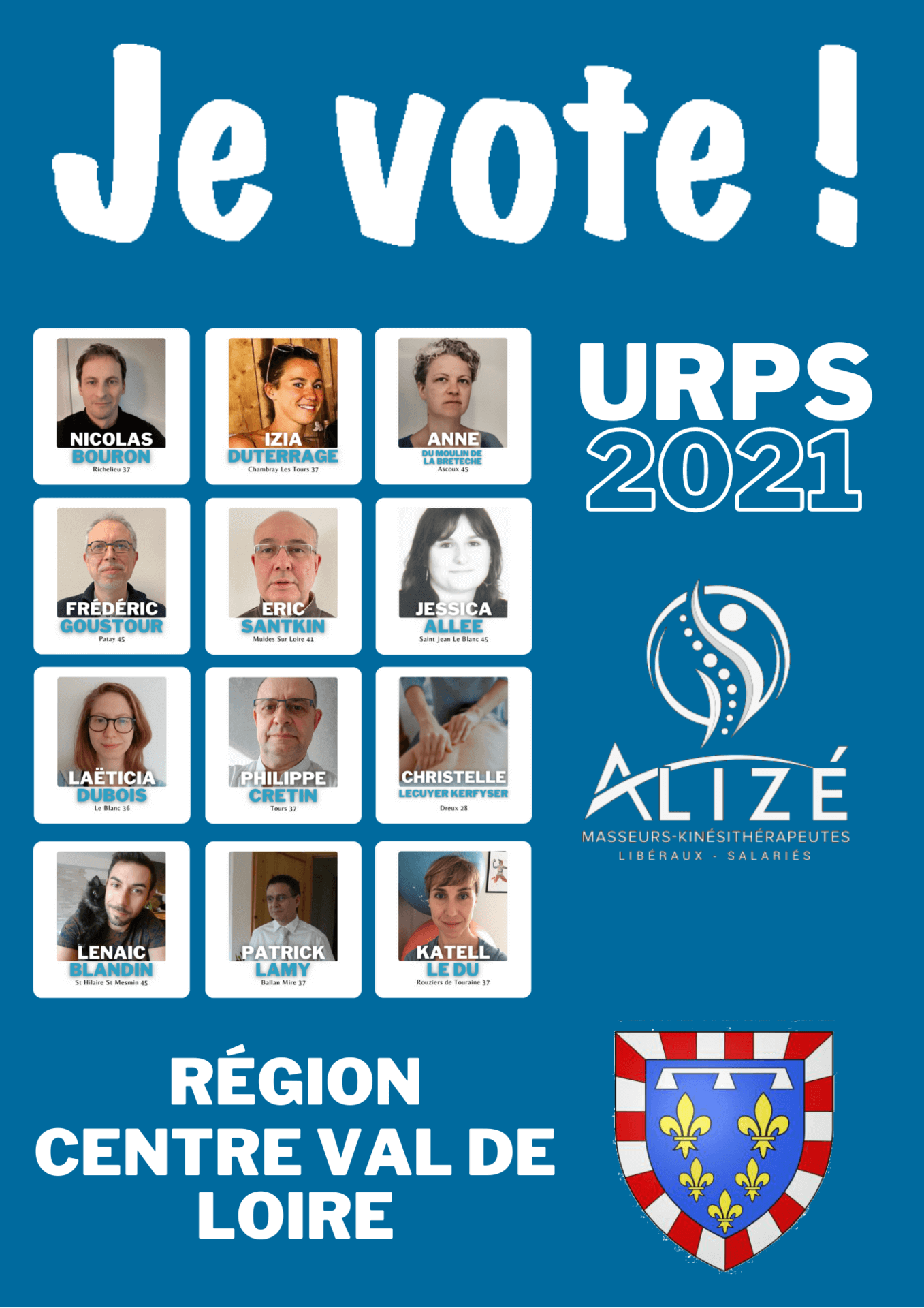 URPS 2021 : Nos candidats pour la région Centre Val de Loire | Alizé - Syndicat de kinésithérapeutes
