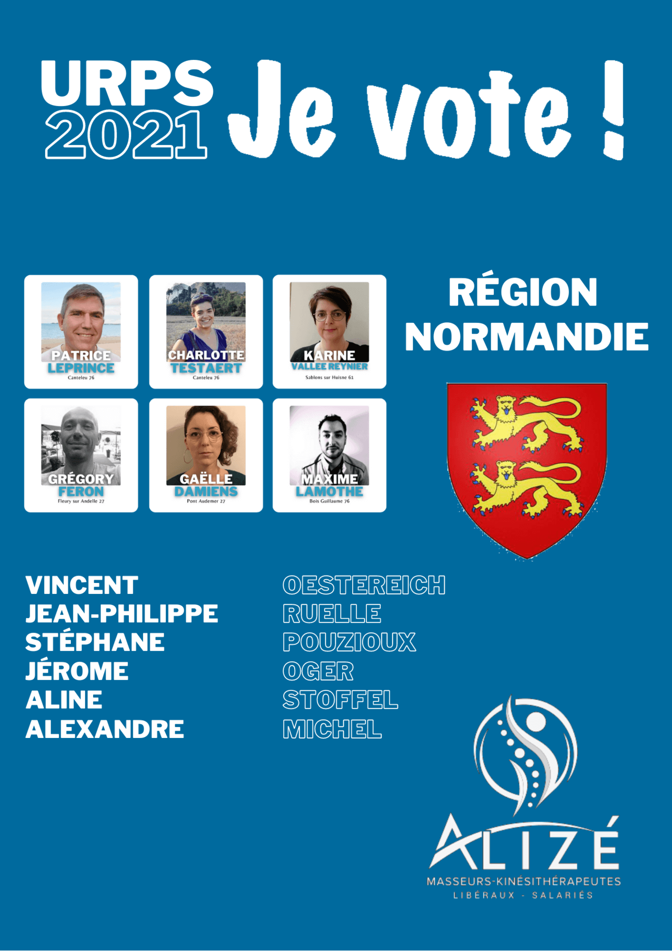 URPS 2021 : Nos candidats pour la région Normandie | Alizé - Syndicat de kinésithérapeutes