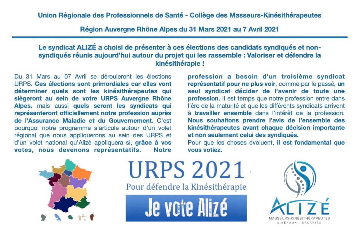 URPS 2021 : Notre profession de Foi pour la région Occitanie | Alizé - Syndicat de kinésithérapeutes