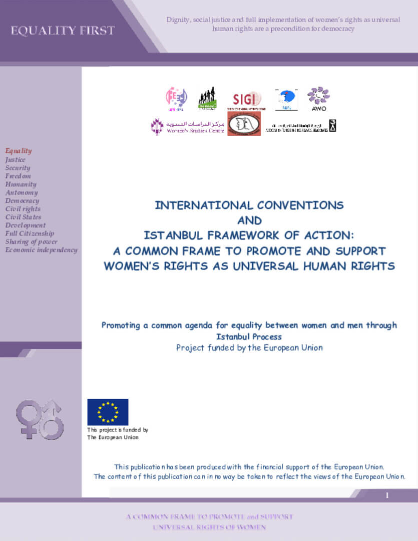 Booklet: International Conventions and Istanbul Framework Action: A Common Frame to Promote and Support Women's Rights as Universal Human Rights | EFI - EuroMed Feminist Initiative