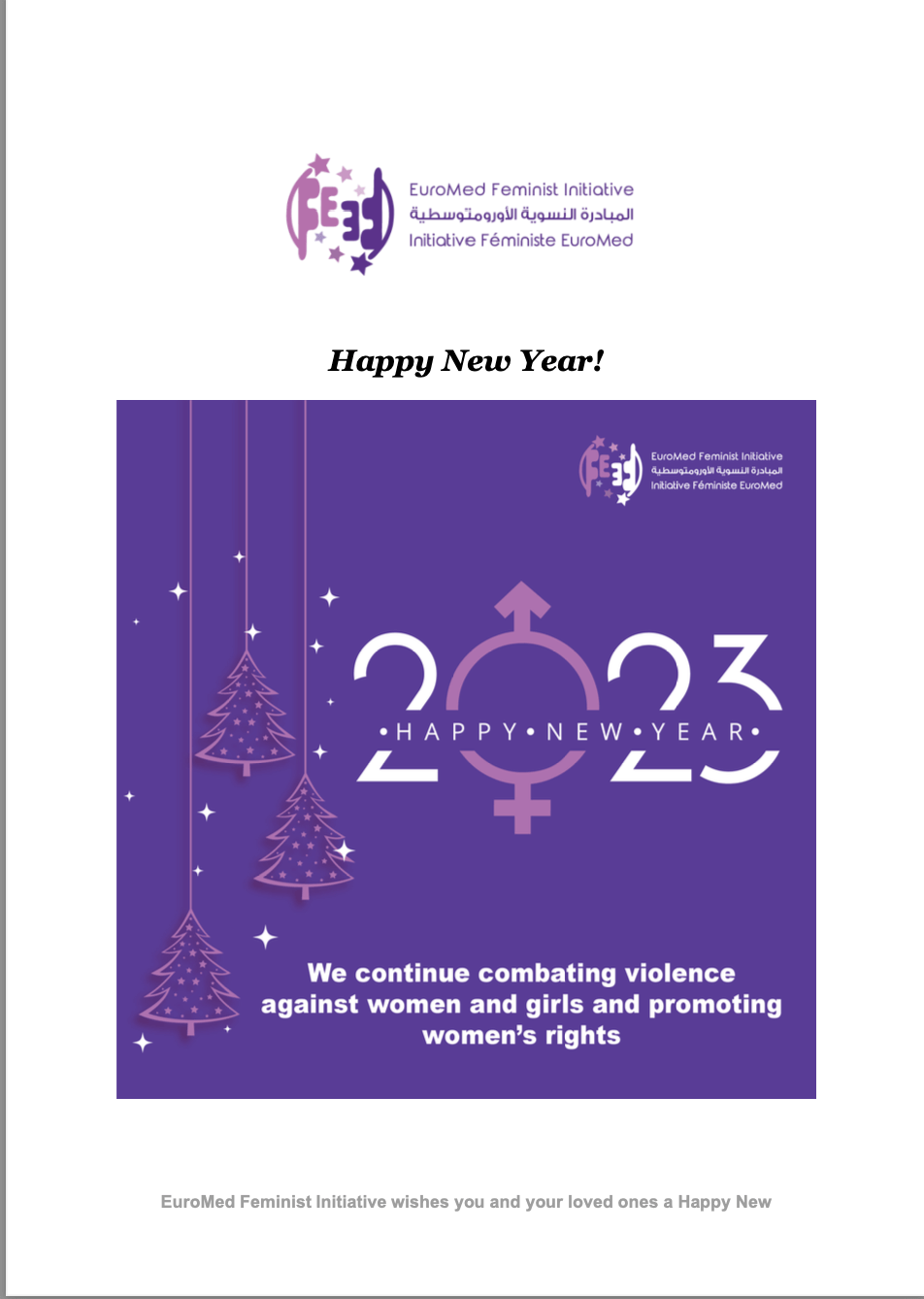 EuroMed Feminist Initiative Newsletter - Published 22/12/2022 | EFI - EuroMed Feminist Initiative