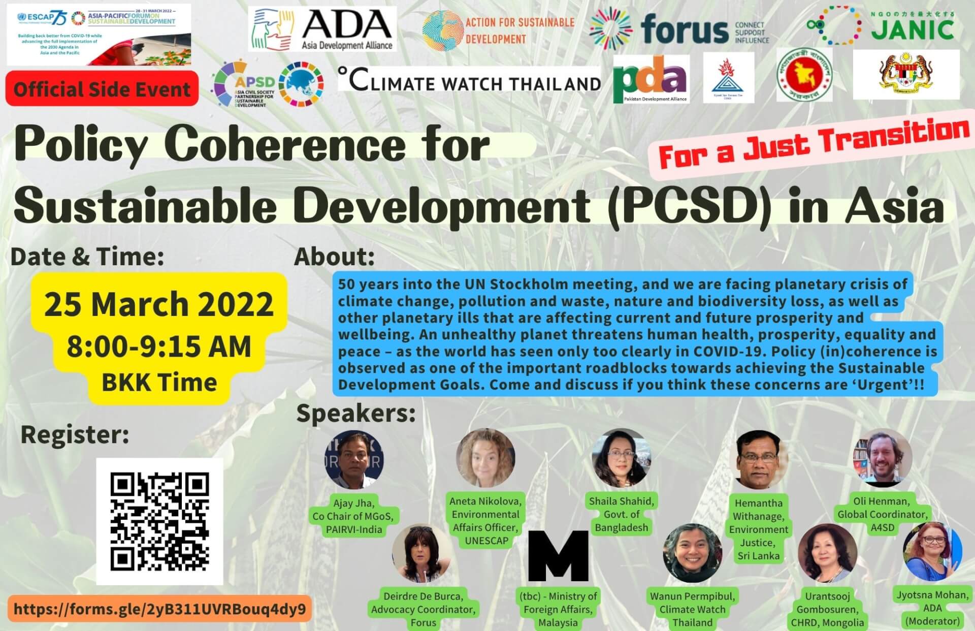 "Policy Coherence for Sustainable Development (PCSD) in Asian Countries" - For a Just Transition | Forus