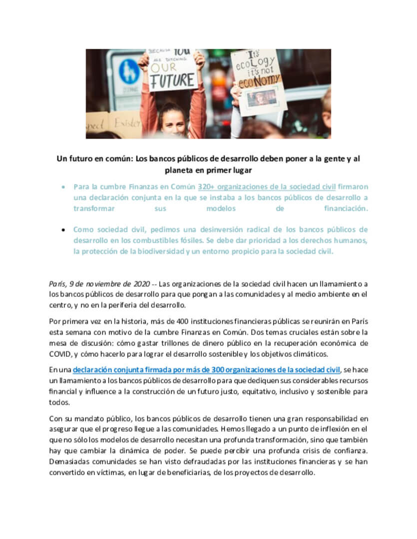 A Future in Common: Public development banks must put people and planet first | Forus