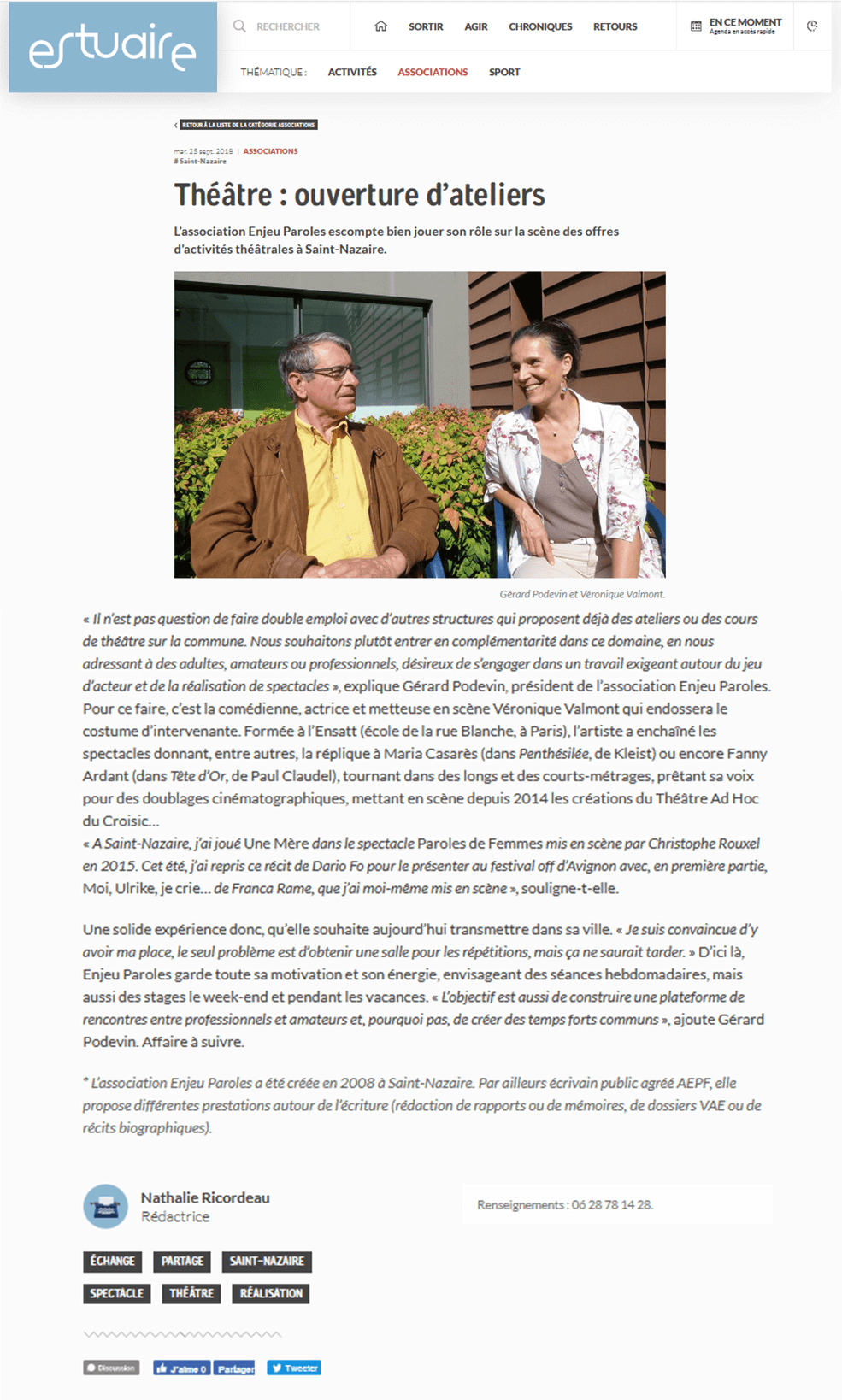Ouverture d'ateliers | Cie Enjeu Paroles