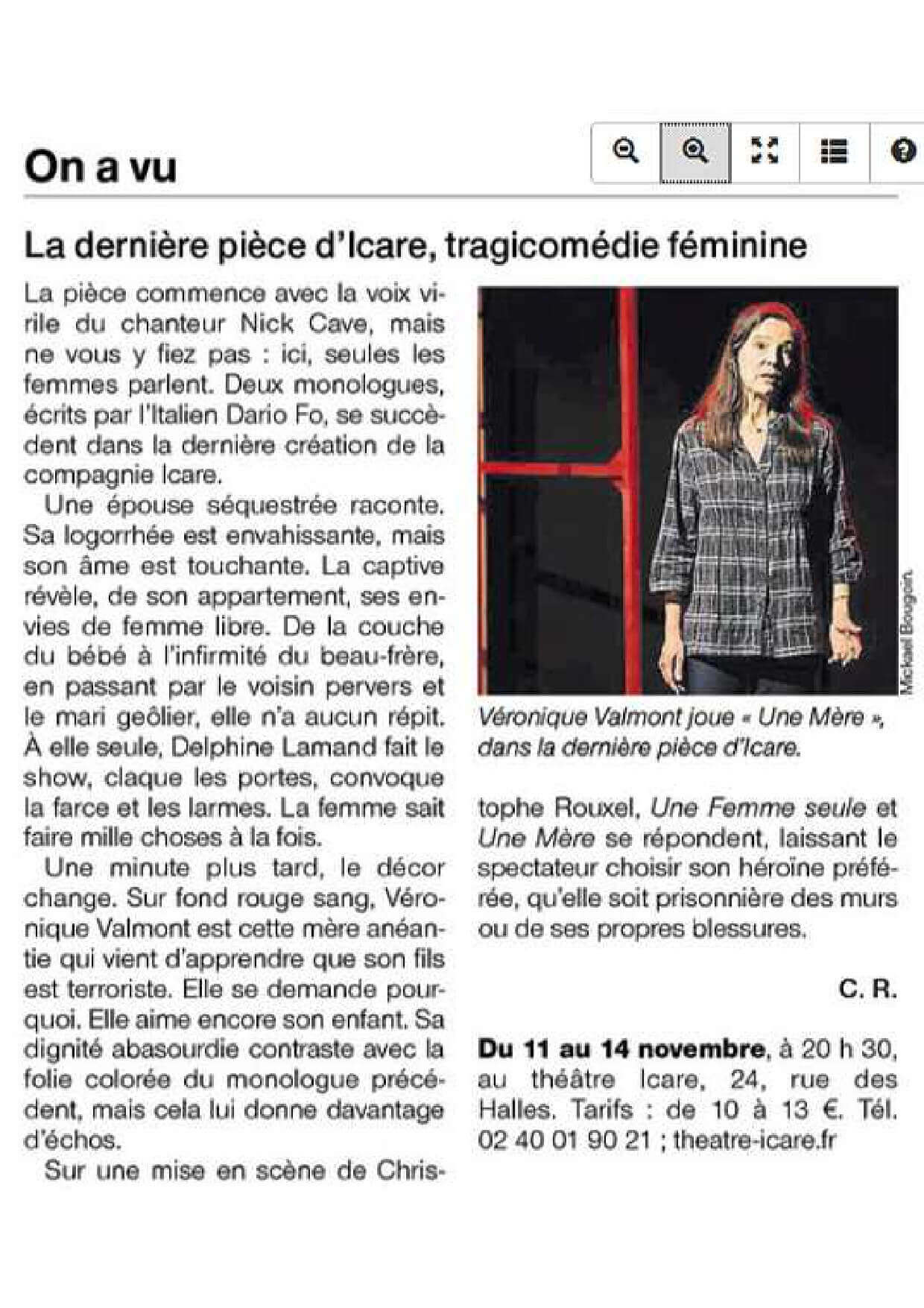 La dernière pièce d'Icare, tragicomédie féminine | Cie Enjeu Paroles