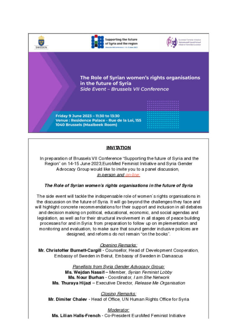 EUROMED FEMINIST INITIATIVE NEWSLETTER - PUBLISHED  5/6/2023 | EFI - EuroMed Feminist Initiative