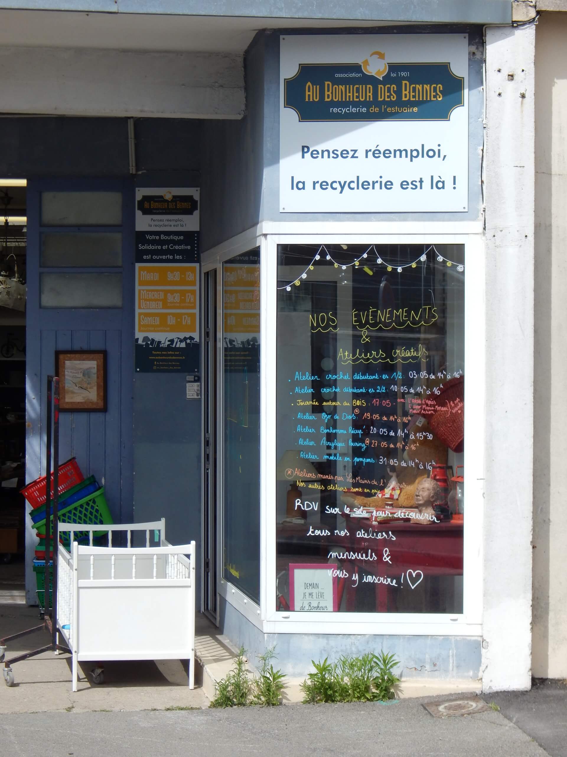 Boutique réemploi recyclerie seconde main à saint-nazaire | Au Bonheur des Bennes - recyclerie de l'estuaire
