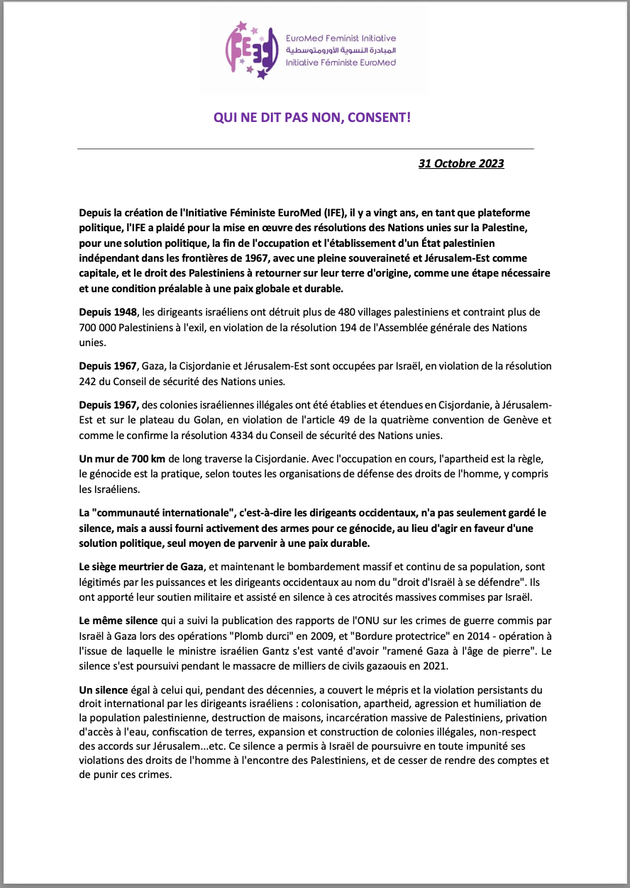 Who does not say no, consents! | EFI - EuroMed Feminist Initiative