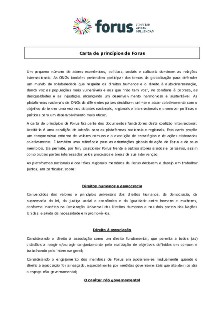 Forus charter of values | Forus