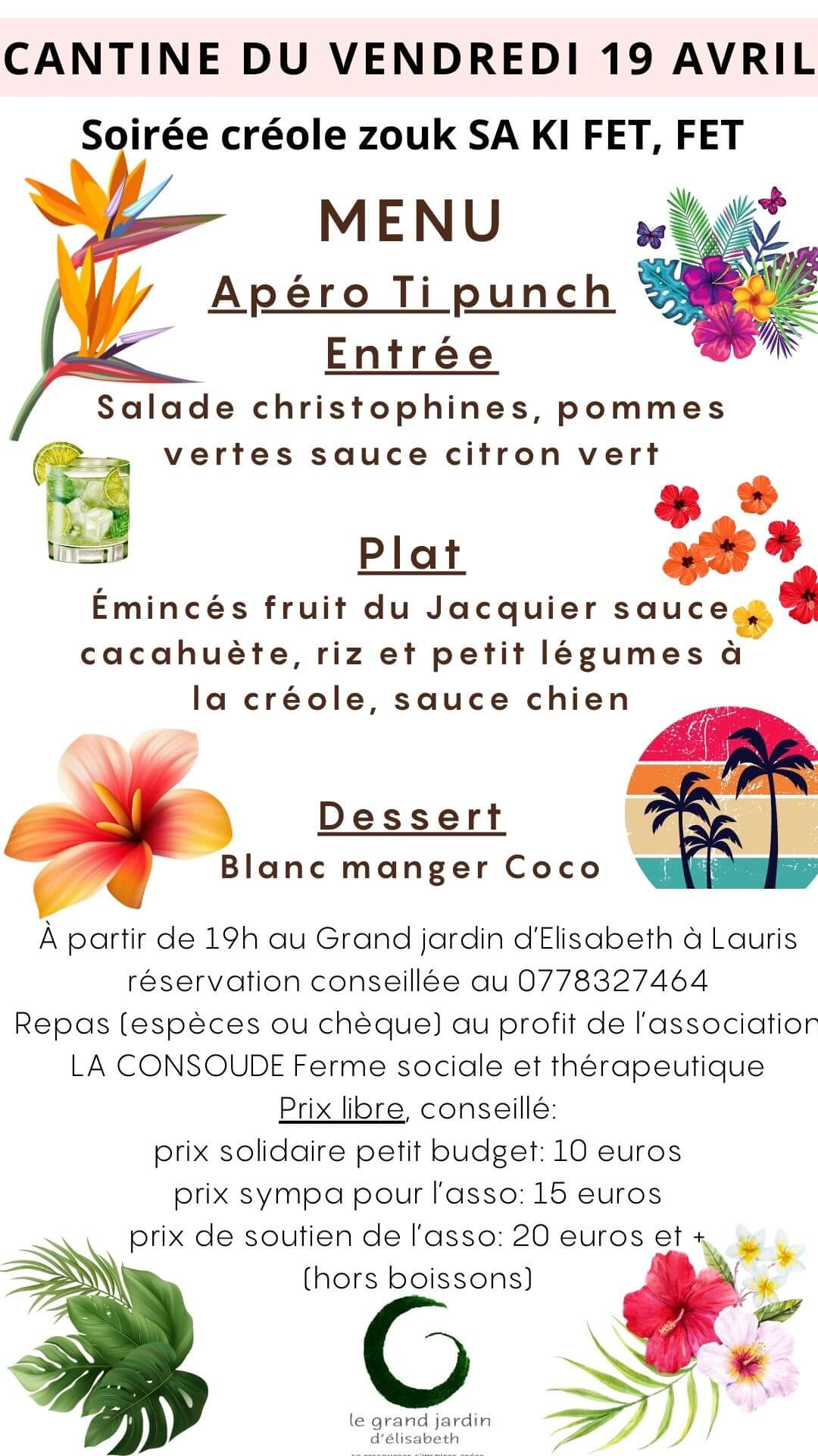 Cantine du vendredi 19 avril | La Ferme thérapeutique La Consoude