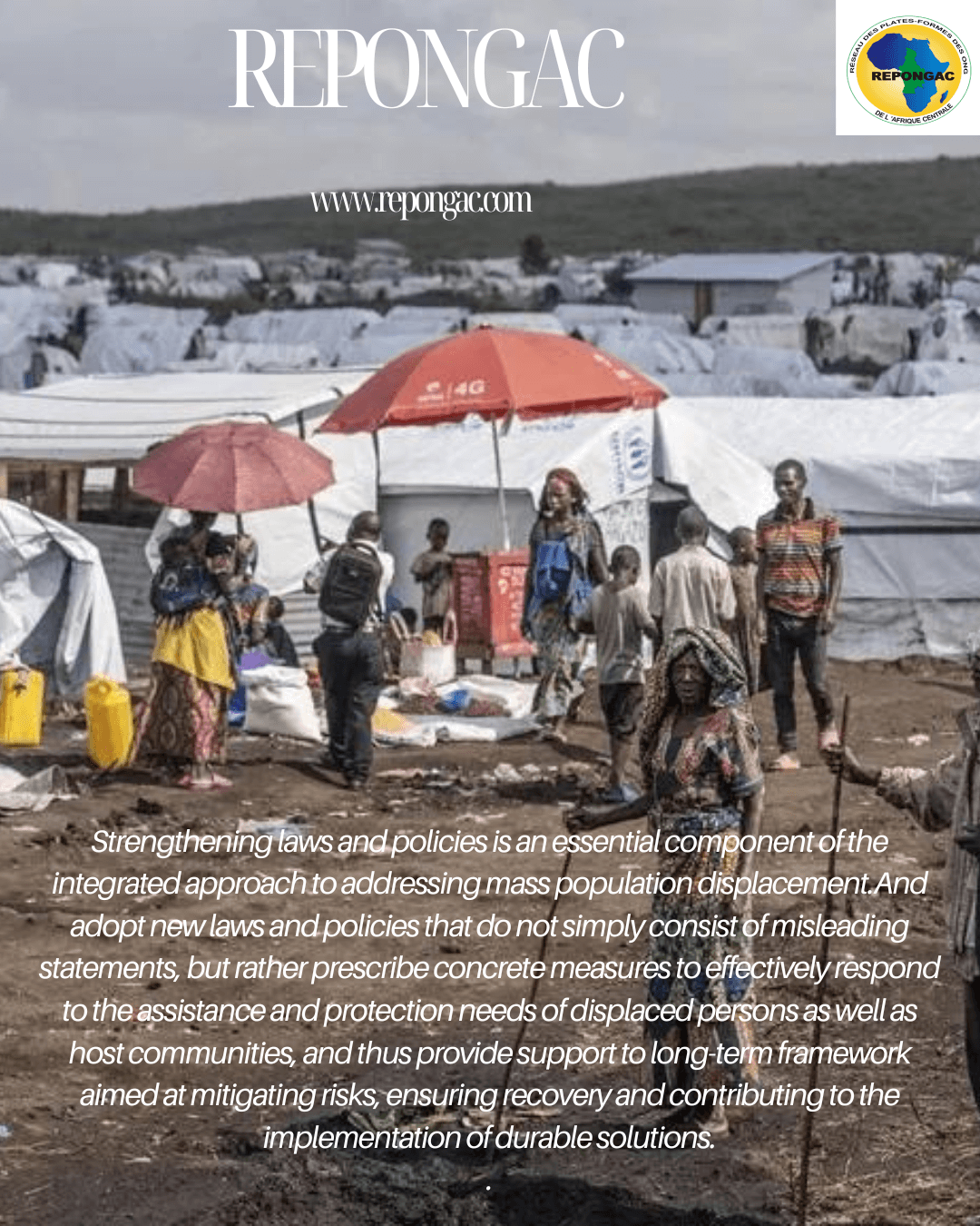 Impact of data and evidence on operations and policies in the context affected by the forced displacement of populations in sub-Saharan Africa, more precisely in DR Congo | REPONGAC - Réseau des Plate-formes des ONG de l'Afrique Centrale