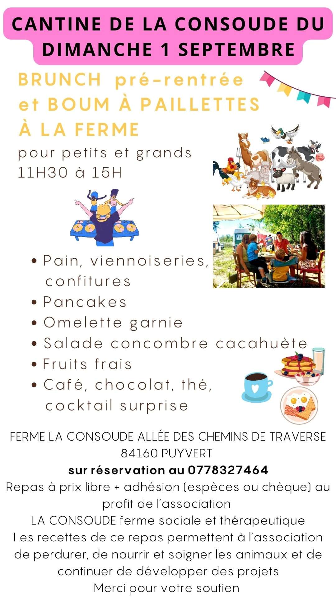 Brunch de la Consoude le dimanche 1er septembre | La Ferme thérapeutique La Consoude