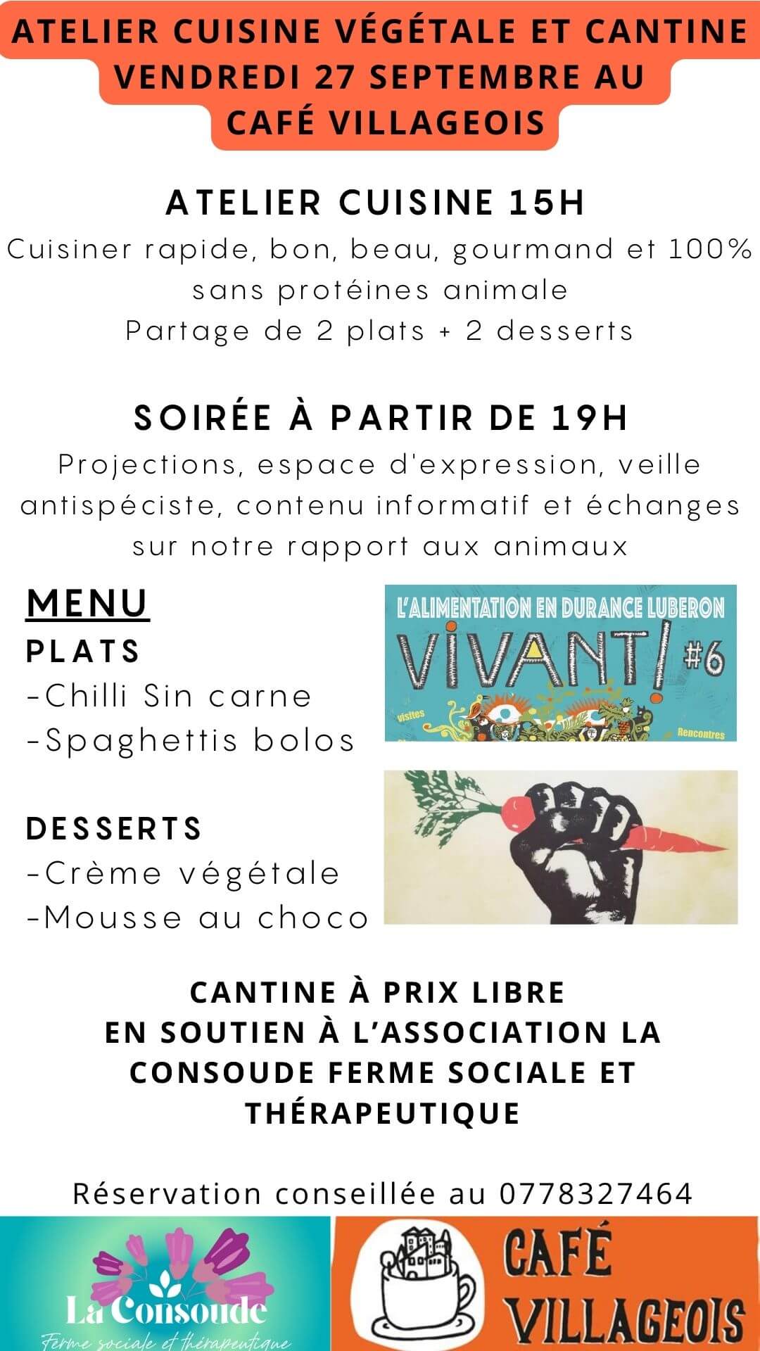 Atelier cuisine végétale et cantine du vendredi 27 septembre | La Ferme thérapeutique La Consoude