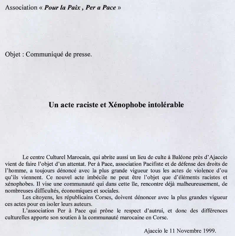 COMMUNIQUE DE PRESSE PERAPACE | Per a Pace
