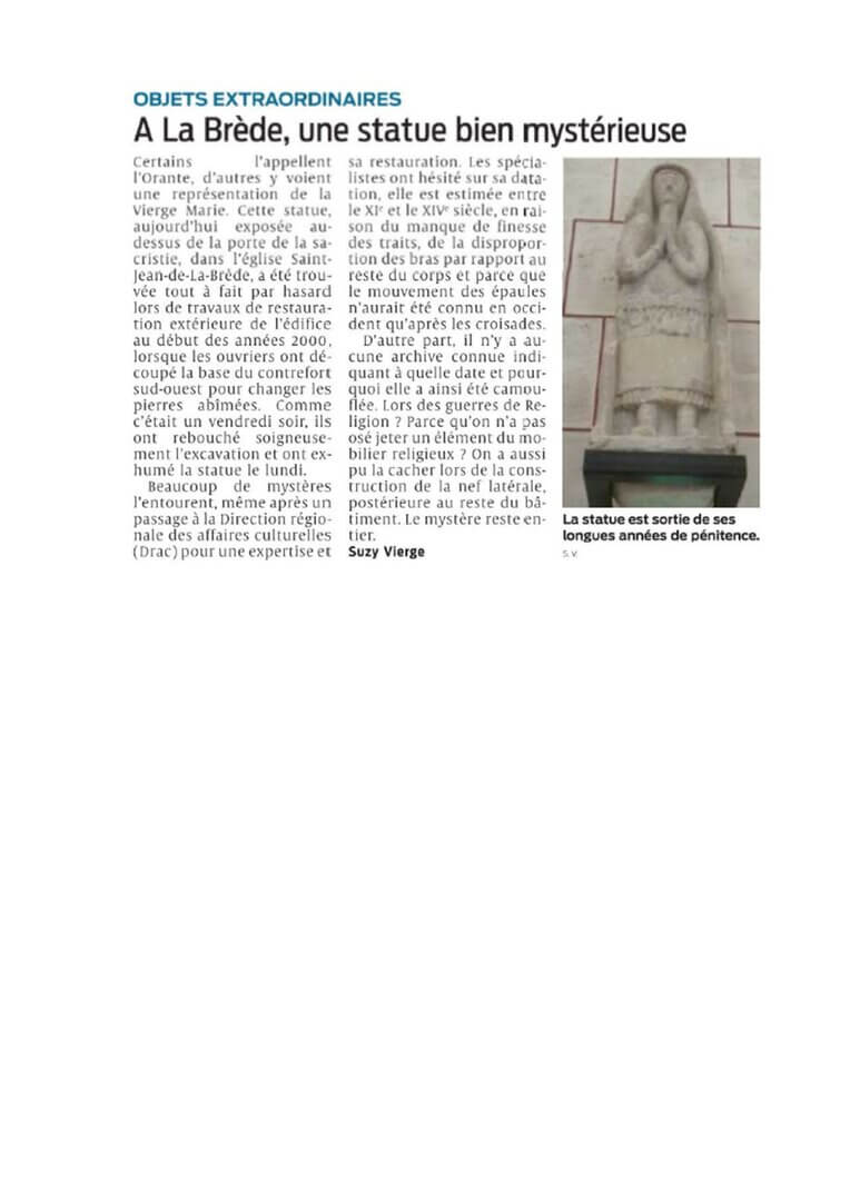Article SO Orante | Association des Amis de l'Eglise Saint Jean d'Etampes de La Brède