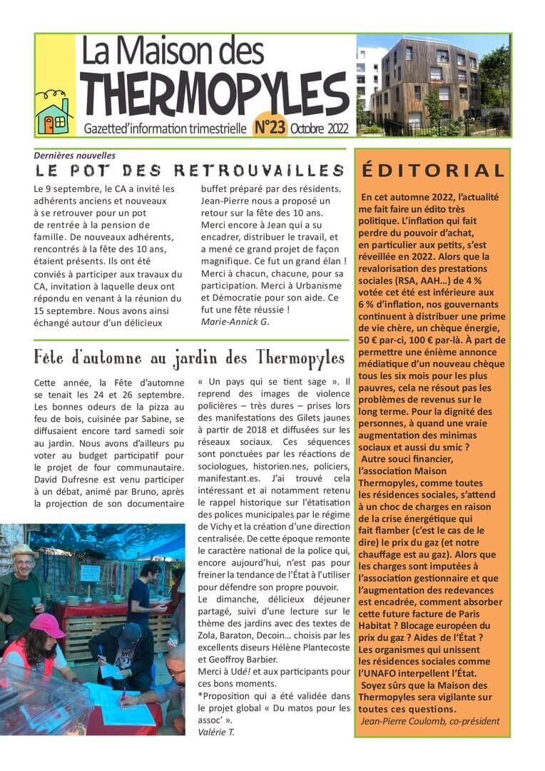 Gazette 23 | La Maison des Thermopyles