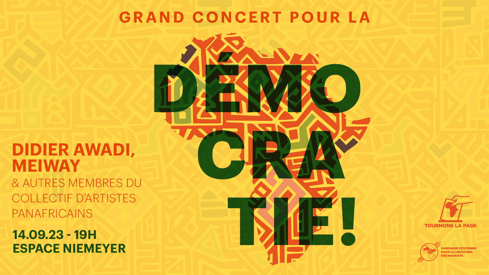 Save the date 14/09/2023 - Grand concert pour la démocratie à PARIS | Tournons la Page