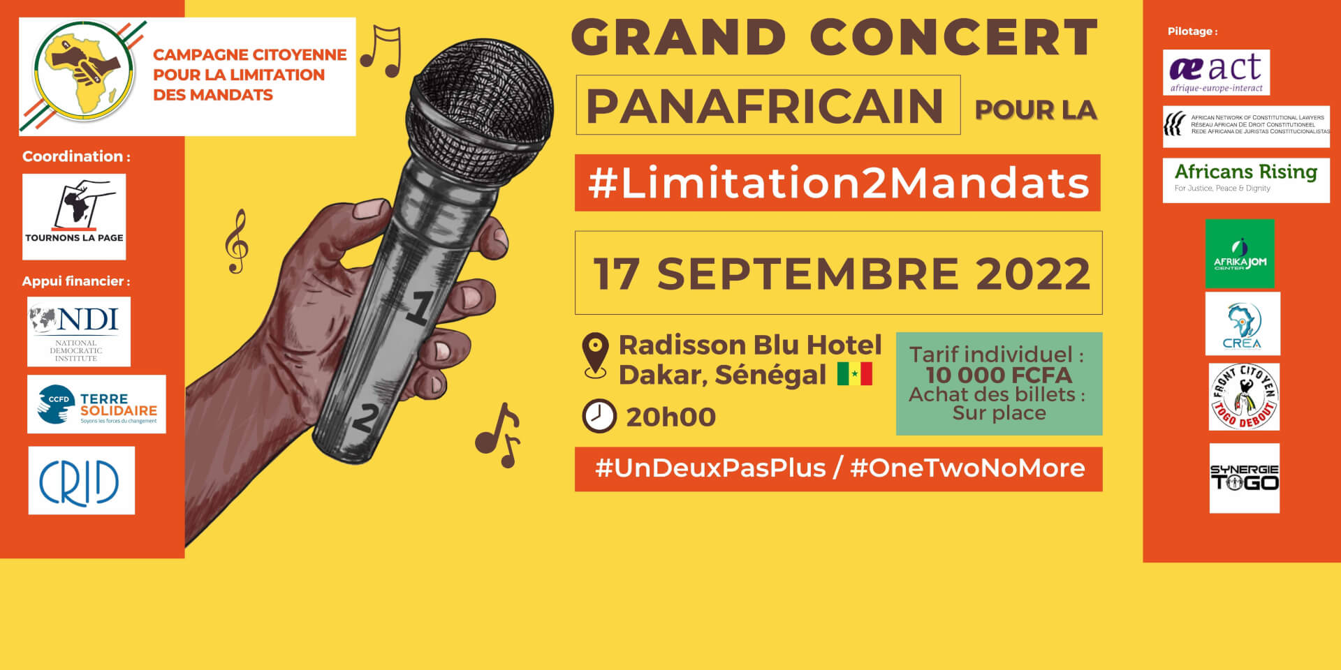 Concert Panafricain pour la Limitation des Mandats : toujours pas d’autorisation de la part de la Préfecture de Dakar | Tournons la Page