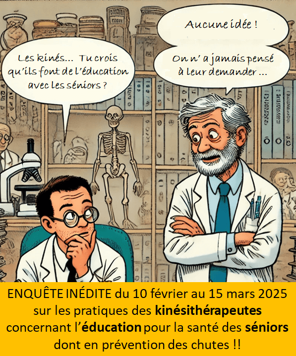 QUESTIONNAIRE : Quelles sont vos pratiques d'éducation pour la santé auprès des séniors dont en prévention des chutes ? | Alizé - Syndicat de kinésithérapeutes