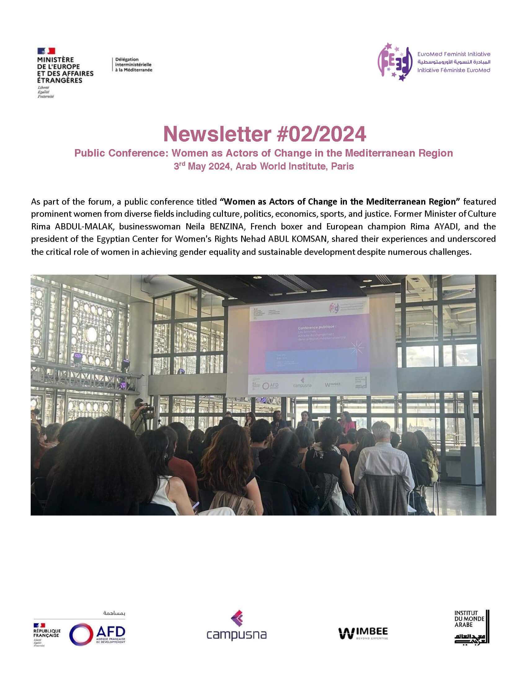 Newsletter: Public Conference: Women as Actors of Change in the Mediterranean Region | EFI - EuroMed Feminist Initiative