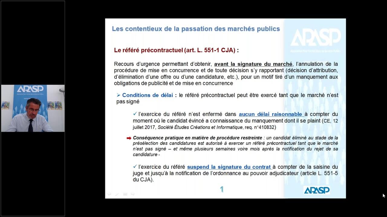 Web Conférence APASP - 25/06/2018 - Les contentieux de la passation des marchés publics