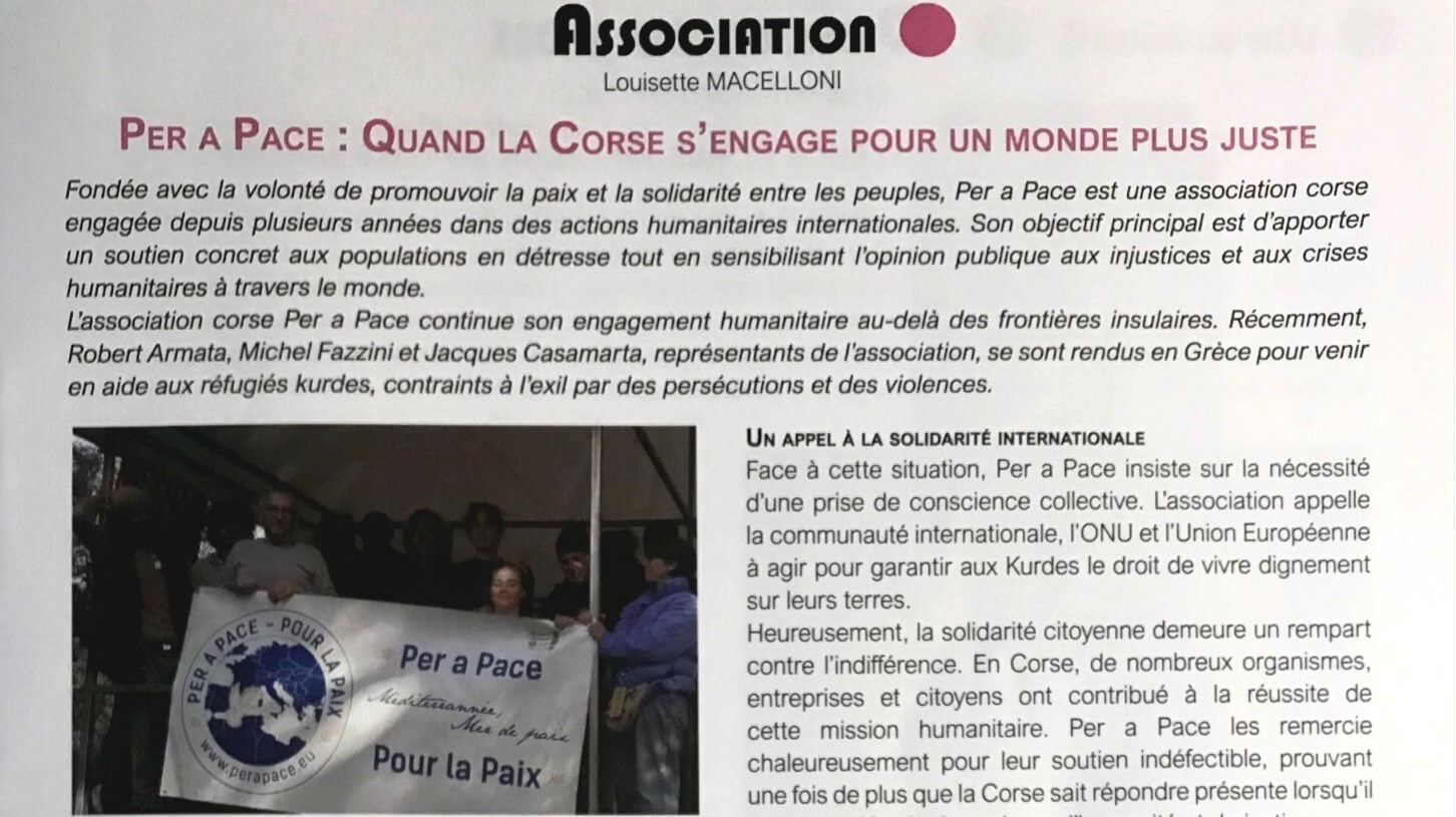 Article  paru dans LE PETIT CORSE en avril 2025 | Per a Pace