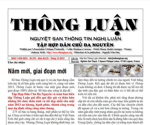Thông Luận số 275-2012 | Vietnam Fraternité