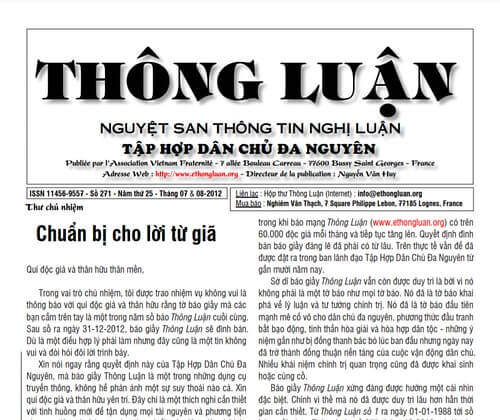 Thông Luận số 271-2012 | Vietnam Fraternité