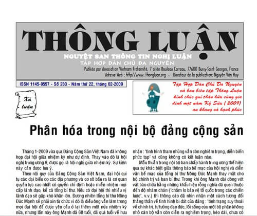 Thông Luận số 233-2009 | Vietnam Fraternité