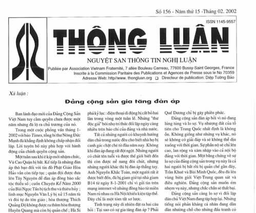 Thông Luận số 156-2002 | Vietnam Fraternité