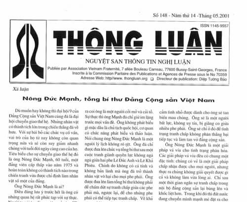 Thông Luận số 148-2001 | Vietnam Fraternité