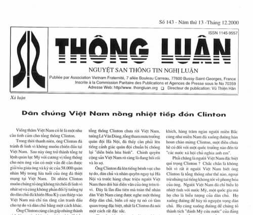Thông Luận số 143-2000 | Vietnam Fraternité