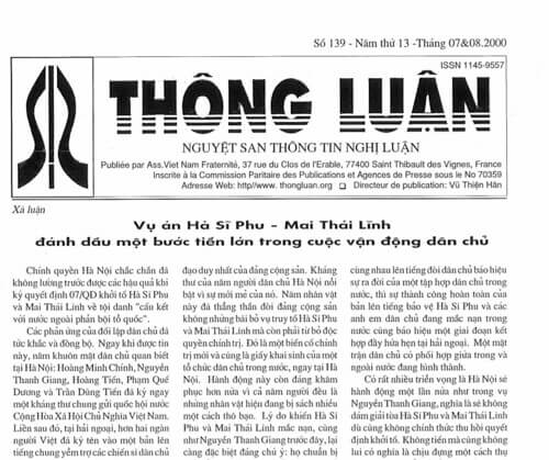 Thông Luận số 139-2000 | Vietnam Fraternité