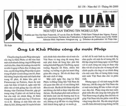 Thông Luận số 138-2000 | Vietnam Fraternité