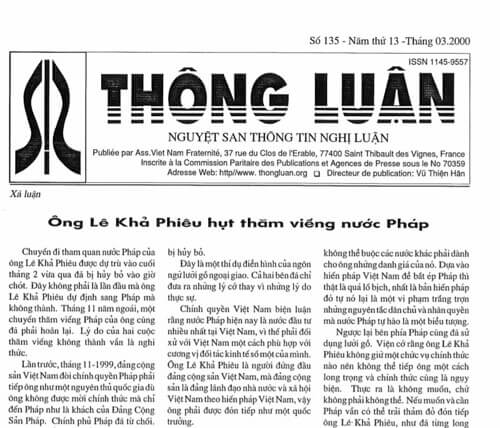 Thông Luận số 135-2000 | Vietnam Fraternité
